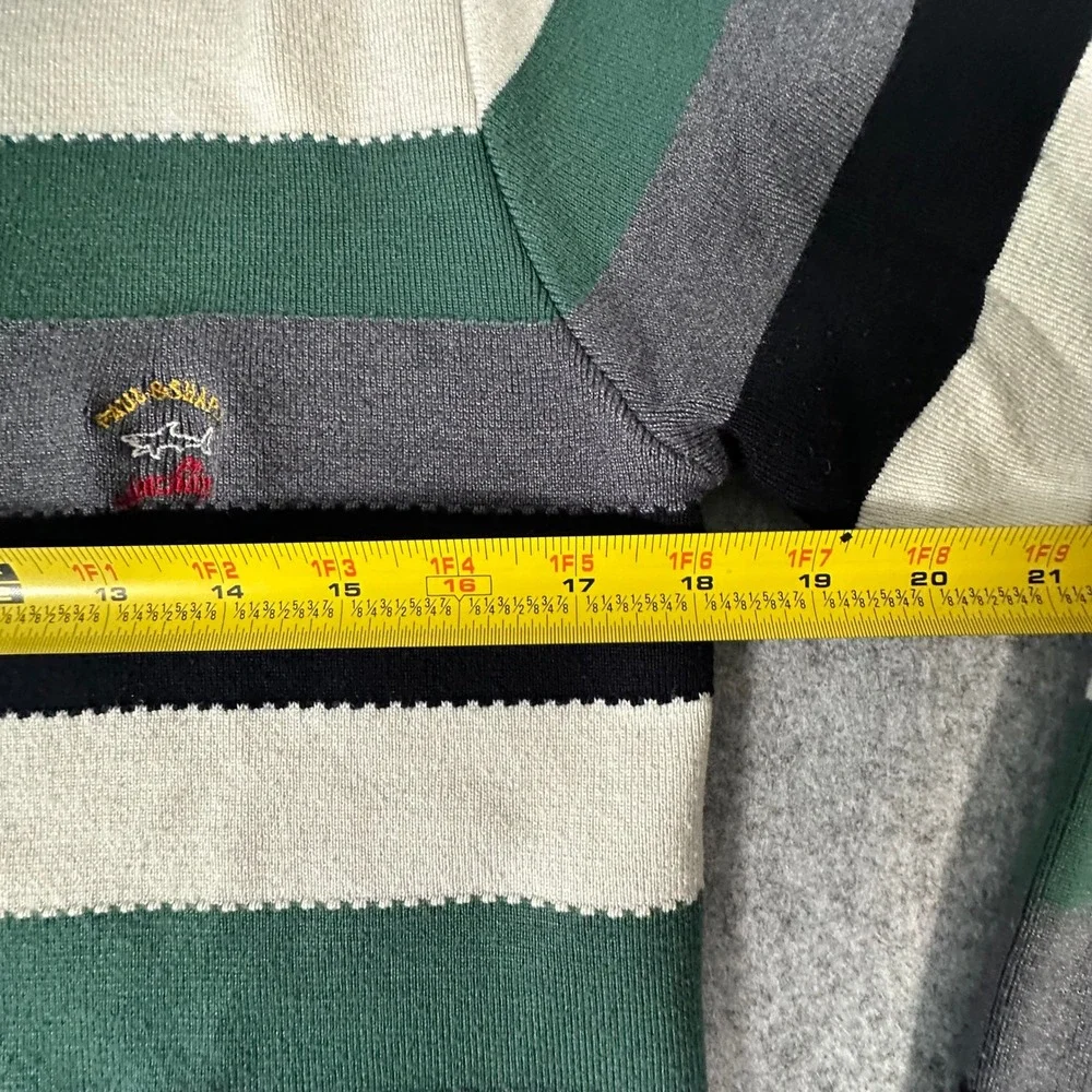 Paul‎ & Shark Yachting Quarter Zip Sweater Mens Medium Multicolor Striped Wool